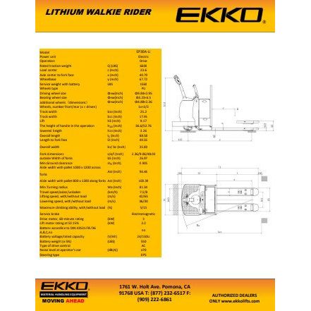 EKKO Lithium Rider Pallet Jack 6600lbs. Capacity EP30A-Li