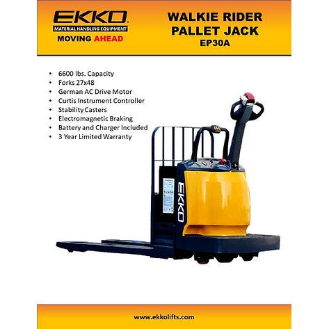 EKKO Rider Pallet Jack 6600lbs. Capacity EP30A