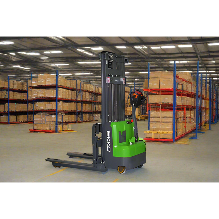 EKKO Lithium Straddle Stacker 3000 lb. Cap, 138" Height, Side Shift EB14CS-138Li