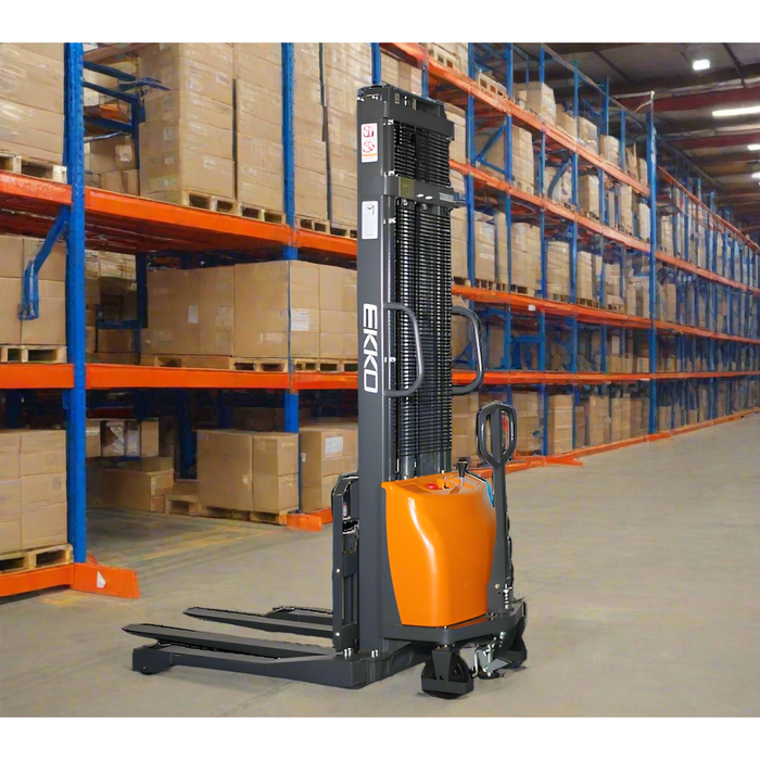 EKKO Semi-Electric Straddle Stacker 3300lbs. Cap., 138" Height EA15A-138