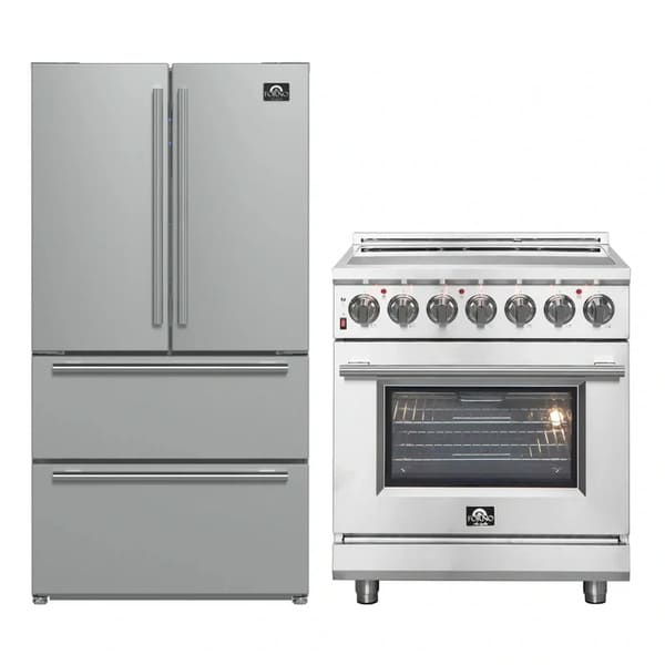 FORNO 2-Piece Appliance Package - 30-Inch Electric Range and 36-Inch French Door Refrigerator in Stainless Steel FBDL-013-03CAUS