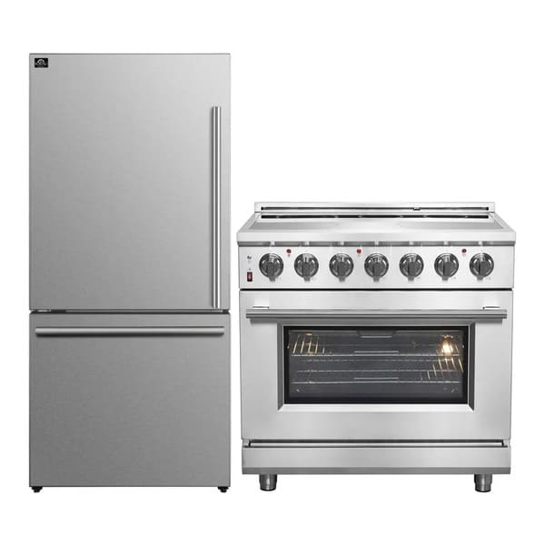 FORNO 2-Piece Appliance Package - 36-Inch Electric Range and 31-Inch Refrigerator, Left Hinge in Stainless Steel FBDL-013-07CAUS