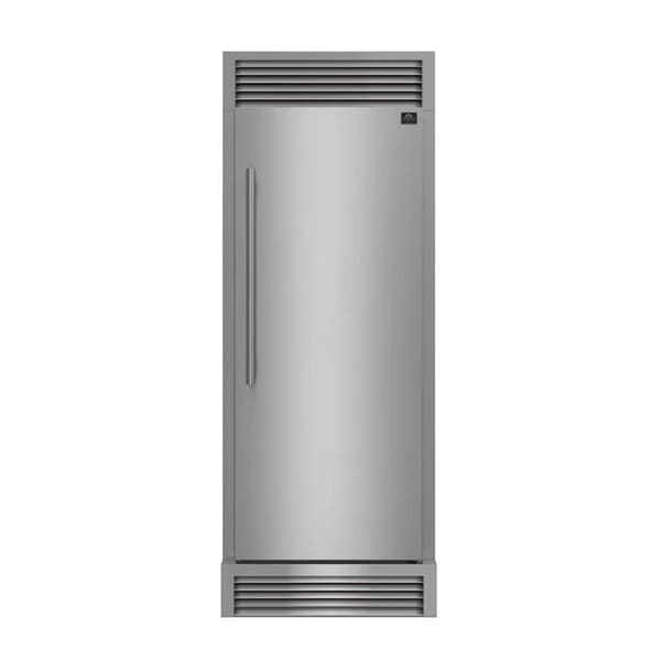 FORNO Maderno 28-Inch Built-In 13.6 Cu. Ft. Convertible Refrigerator in Stainless Steel, Right Swing with Decorative Grill FFFFD1722-32RSG