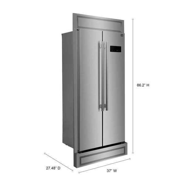 Forno Salerno 33" Built-in Stainless Steel Refrigerator 15.6 cu. ft - With Modern Decorative Grill - 37" Wide - FFRBI1805-37MG