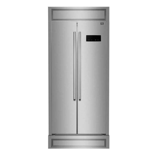 Forno Salerno 33" Built-in Stainless Steel Refrigerator 15.6 cu. ft - With Modern Decorative Grill - 37" Wide - FFRBI1805-37MG