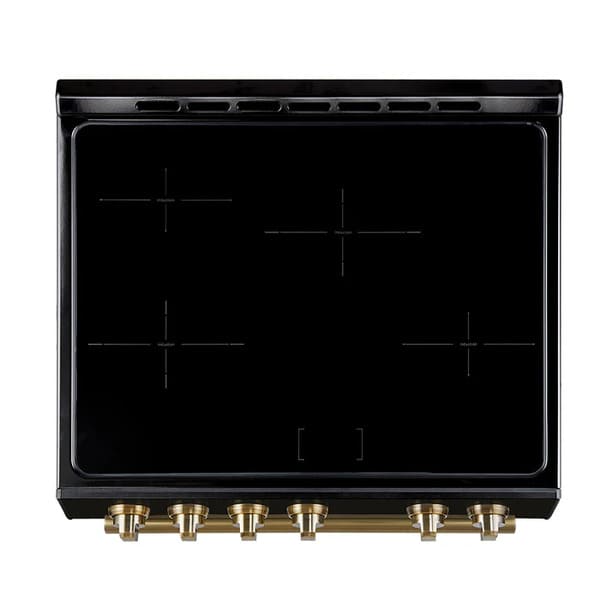 FORNO 2-Piece Appliance Package - 30-Inch Slide-In Induction Range and 36-Inch French Door Refrigerator in Black with Antique Brass Handle FBDL-014-13CAUS