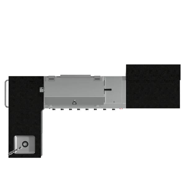 FORNO Bulnes Outdoor Kitchen 40-Inch BBQ 95,000 BTU, with 5 Burners, Sear & Rotisserie Infrared Side Burner, 1.8 cu.ft. Beverage Center & Black/White Countertops