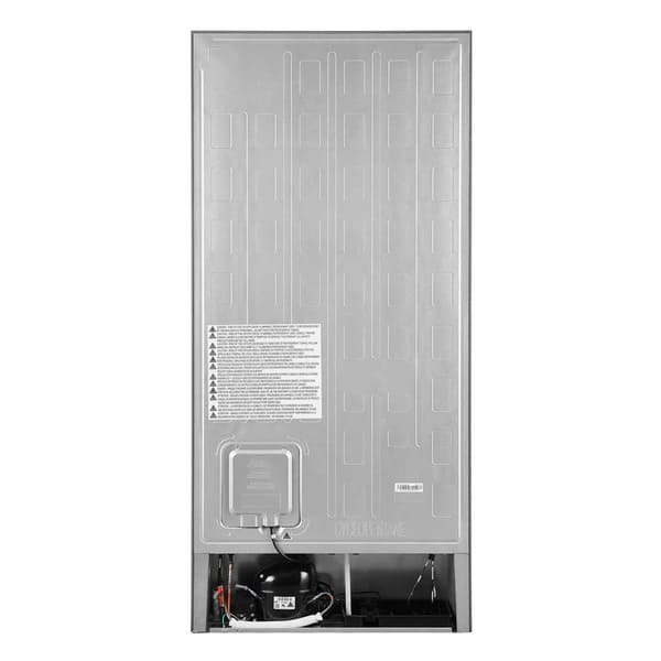Rear view of the Forno 31-inch left-hinge refrigerator in white, showing a clean metal back panel with ventilation grilles, electrical access points, and product labeling for proper installation and maintenance.