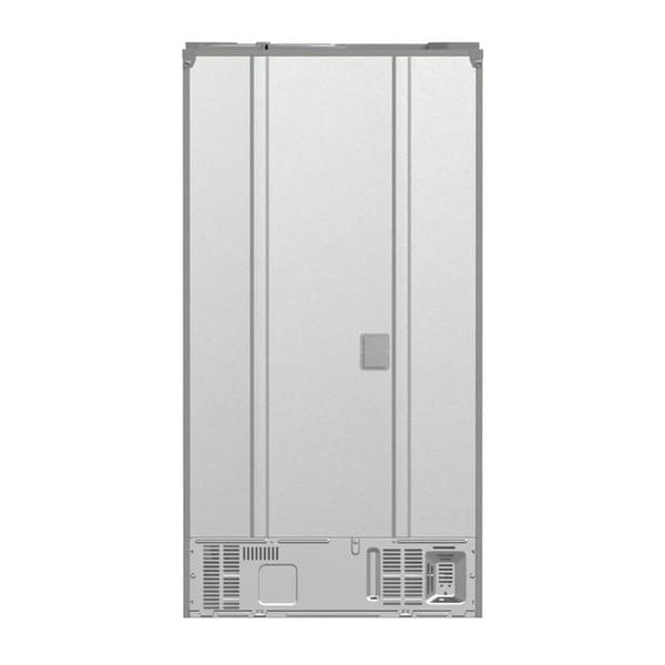 Rear view of the FORNO 36-inch French door refrigerator, highlighting ventilation and power connection areas—part of the FORNO 3-piece stainless steel appliance package.