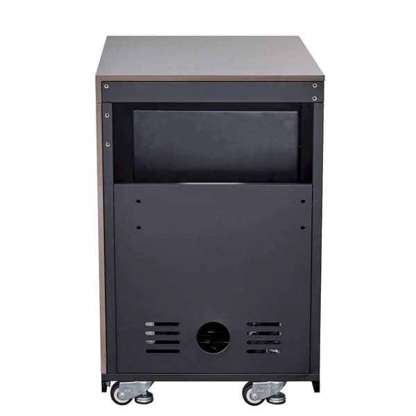 Rear view of the FORNO Rimini 30-Inch Beverage Cooler Module, featuring a vented stainless steel back panel with utility access points for electrical connections, designed for efficient cooling performance and easy installation in outdoor kitchen setups.