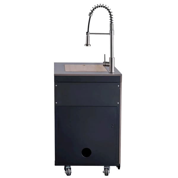 Rear view of the FORNO Rimini 30-Inch Sink Module, displaying stainless steel paneling with utility access for plumbing connections, designed for easy installation and long-lasting performance in outdoor kitchen environments.