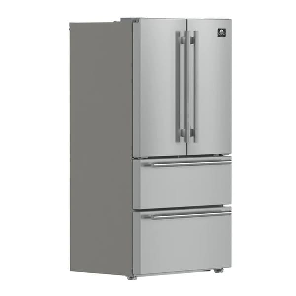 FORNO 3-Piece Appliance Package - 36-Inch Marco Gas Range, French Door Refrigerator, & Dishwasher in Stainless Steel FBDL-009-01CAUS