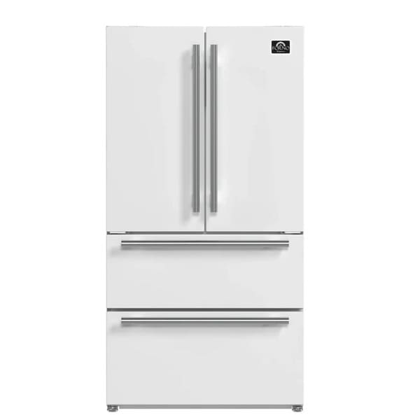 FORNO 2-Piece Appliance Package - 30-Inch Slide-In Induction Range and 36-Inch French Door Refrigerator in White with Stainless Steel Handle FBDL-014-08CAUS