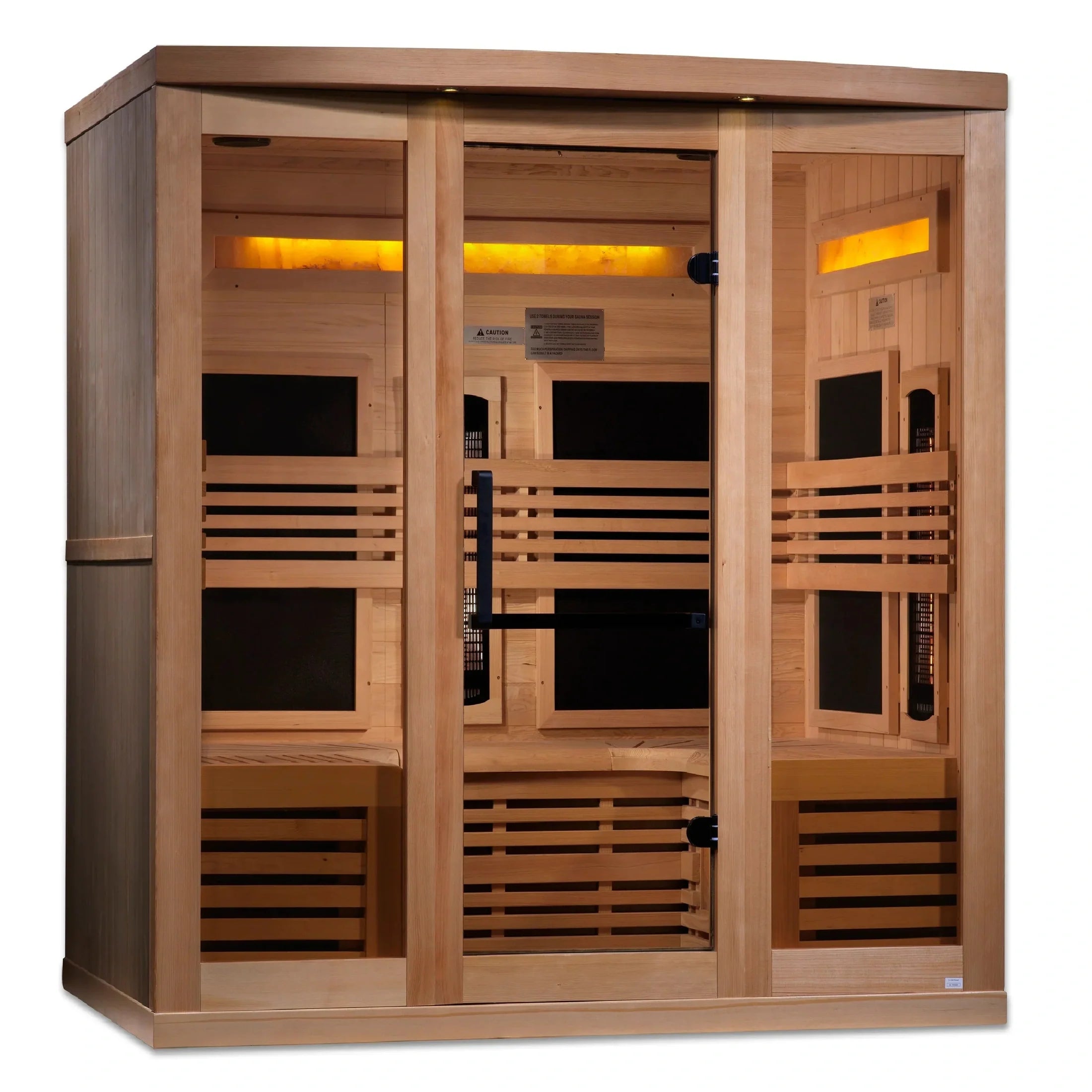 Golden Designs 6-Person Full Spectrum PureTech™ Near Zero EMF FAR Infrared Sauna with Himalayan Salt Bar Canadian Hemlock - GDI-8260-01
