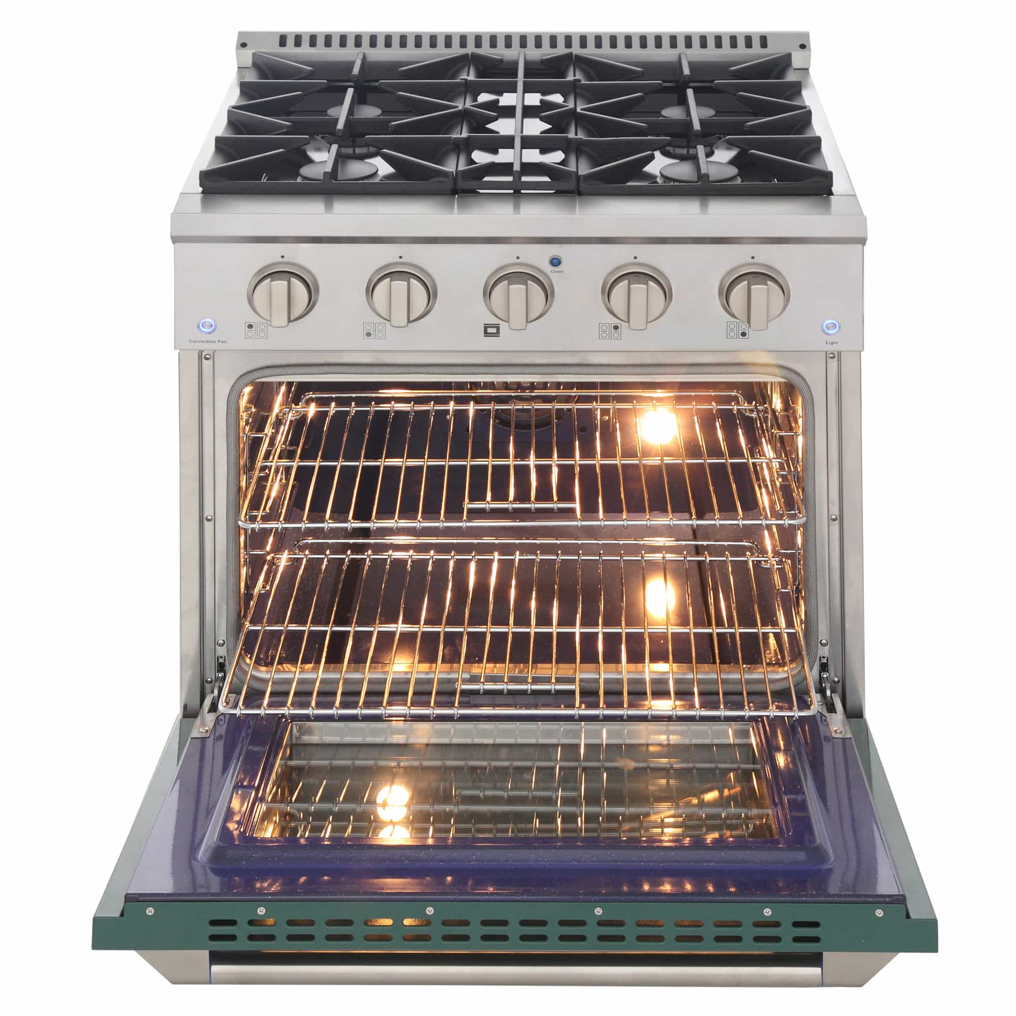 Kucht 30-Inch Pro-Style Dual Fuel Range in Stainless Steel with Green Oven Door KDF302-G