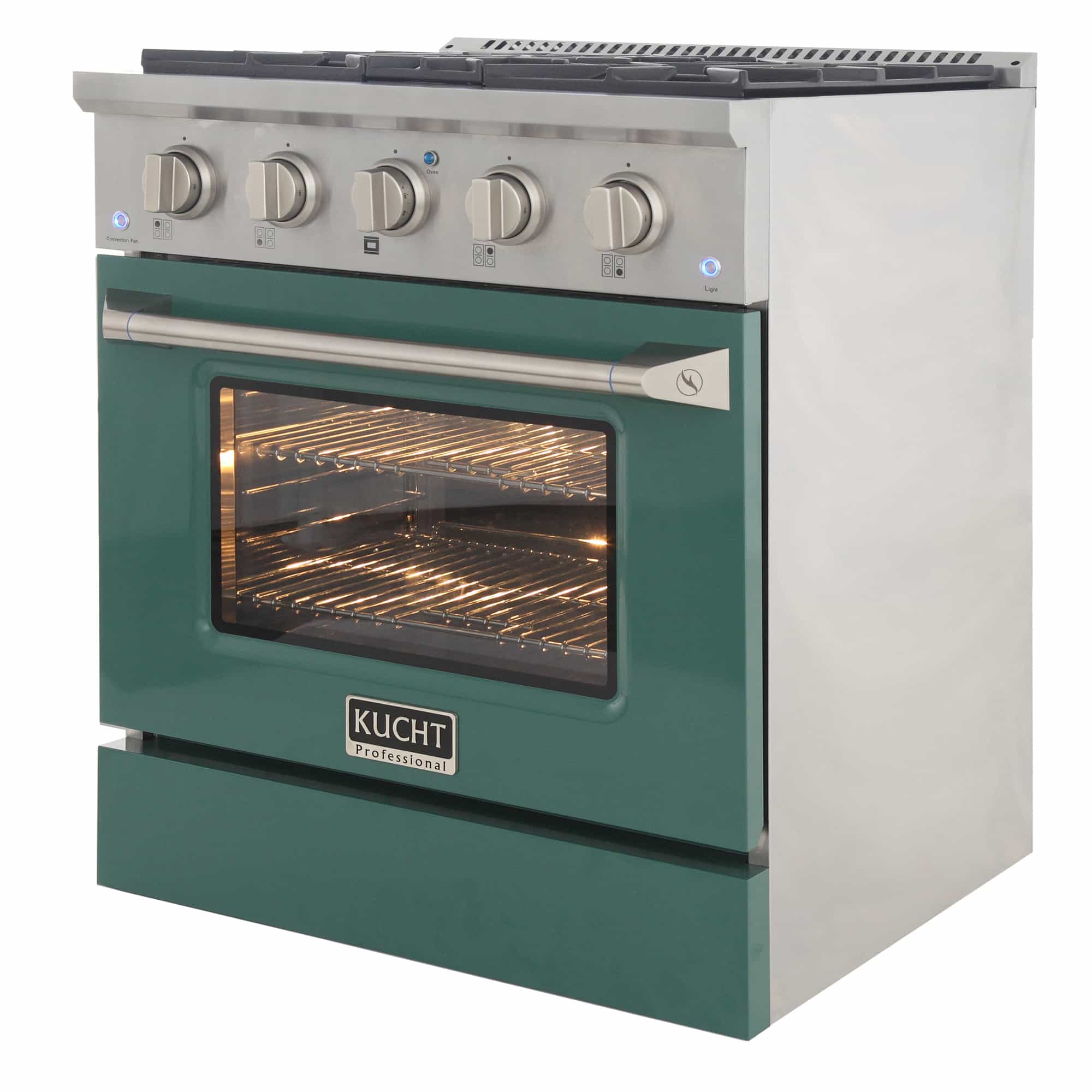 Kucht 30-Inch Pro-Style Dual Fuel Range in Stainless Steel with Green Oven Door KDF302-G