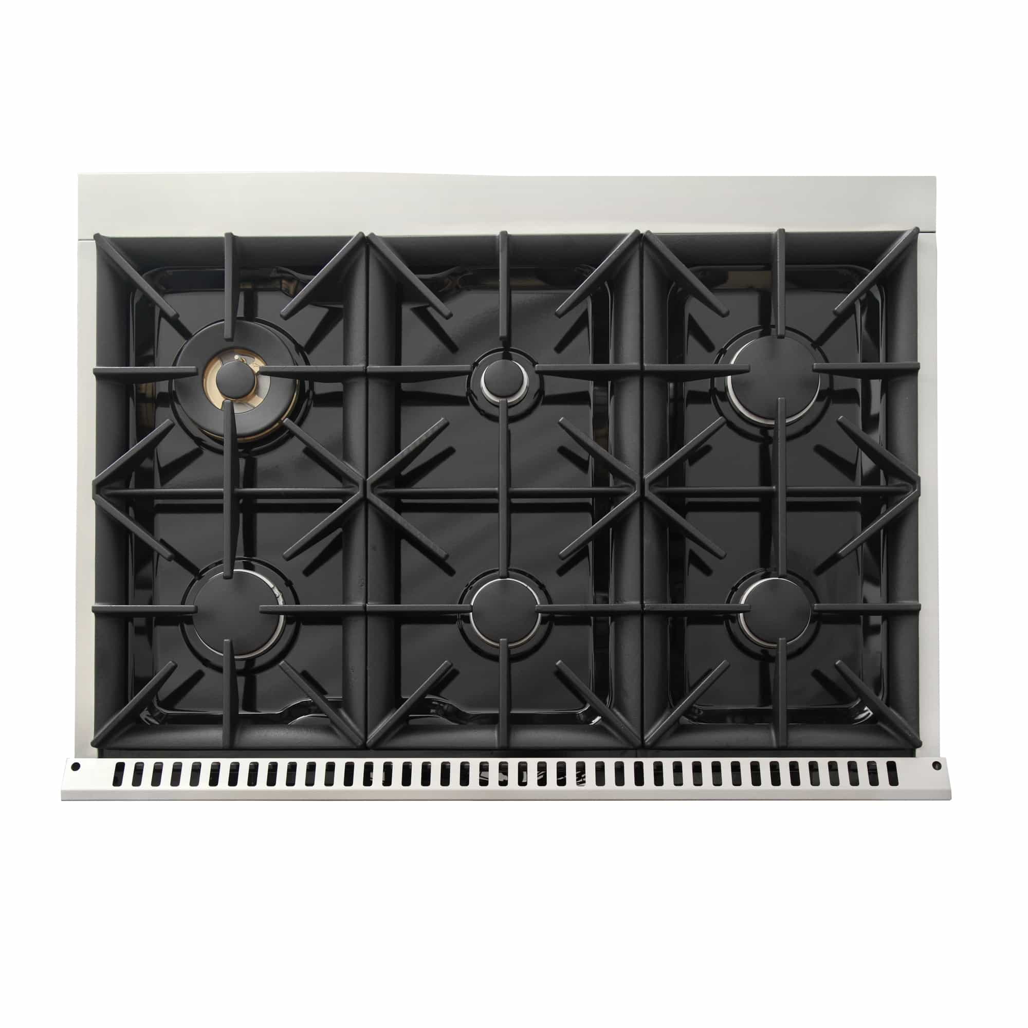 Kucht 36-Inch Pro-Style Dual Fuel Range in Stainless Steel with White Oven Door KDF362-W