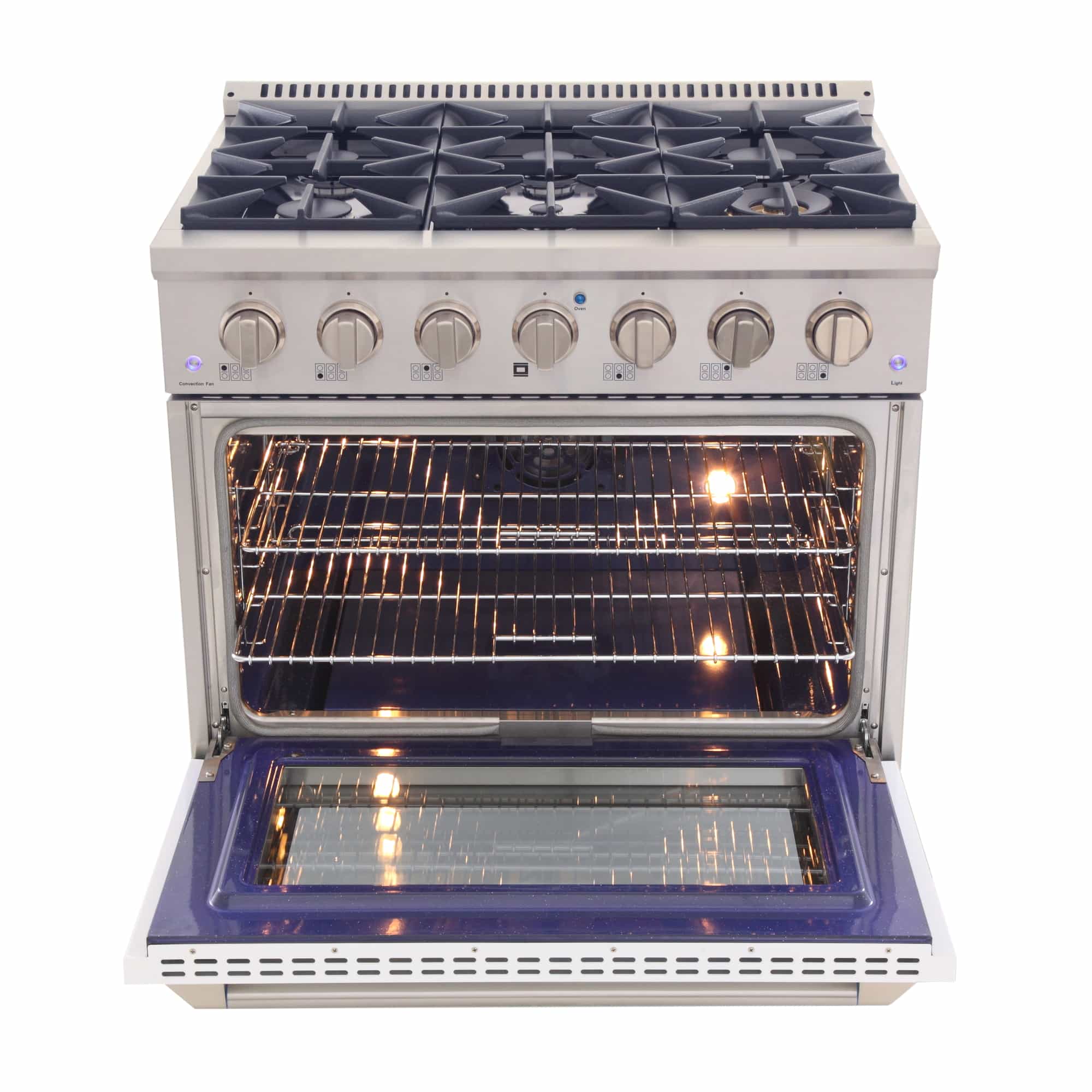 Kucht 36-Inch Pro-Style Dual Fuel Range in Stainless Steel with White Oven Door KDF362-W