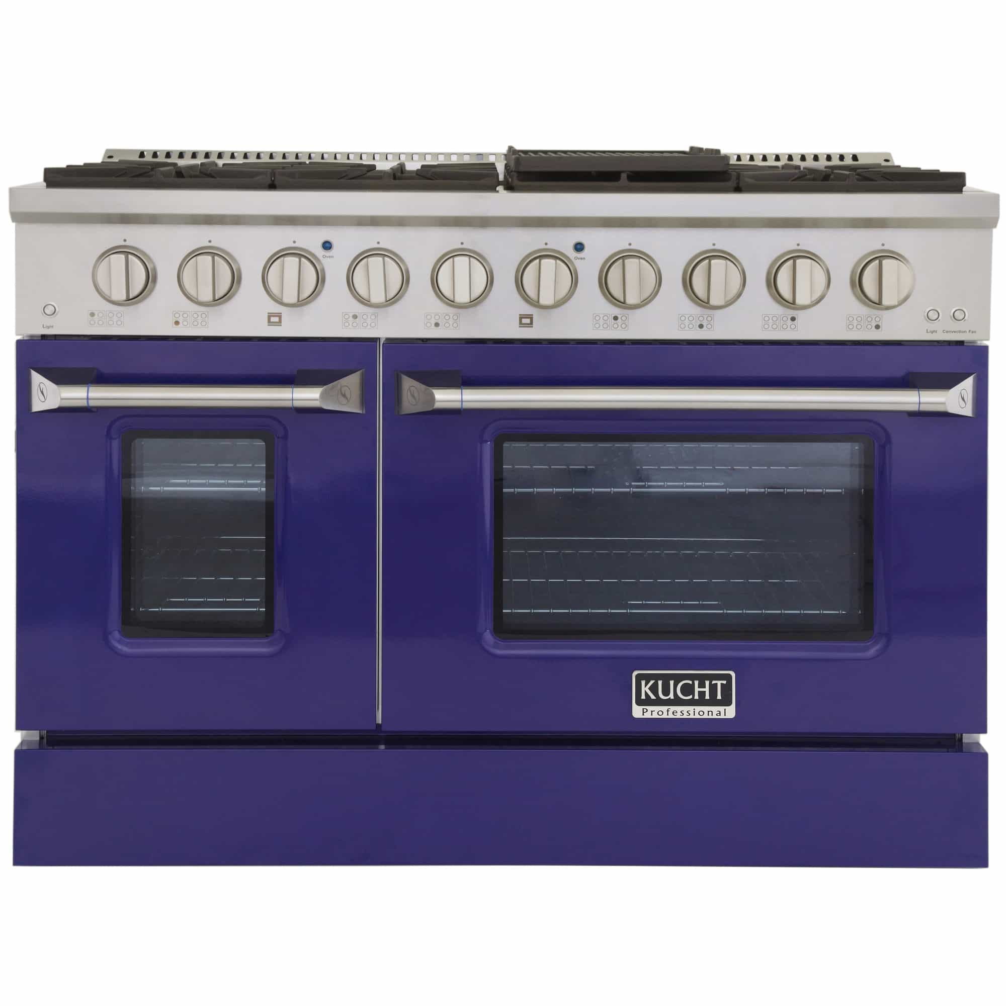 Kucht 48-Inch Pro-Style Dual Fuel Range in Stainless Steel with Blue Oven Door KDF482-B