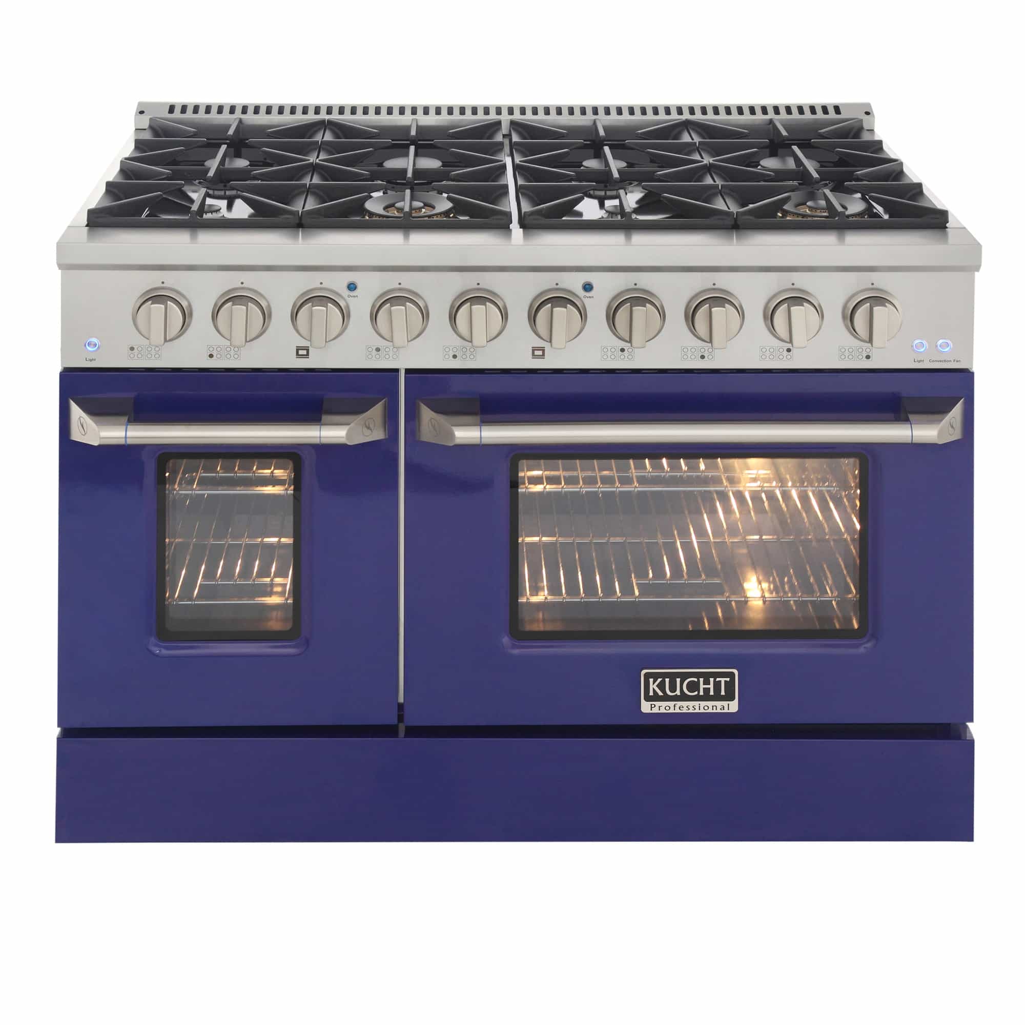 Kucht 48-Inch Pro-Style Dual Fuel Range in Stainless Steel with Blue Oven Door KDF482-B