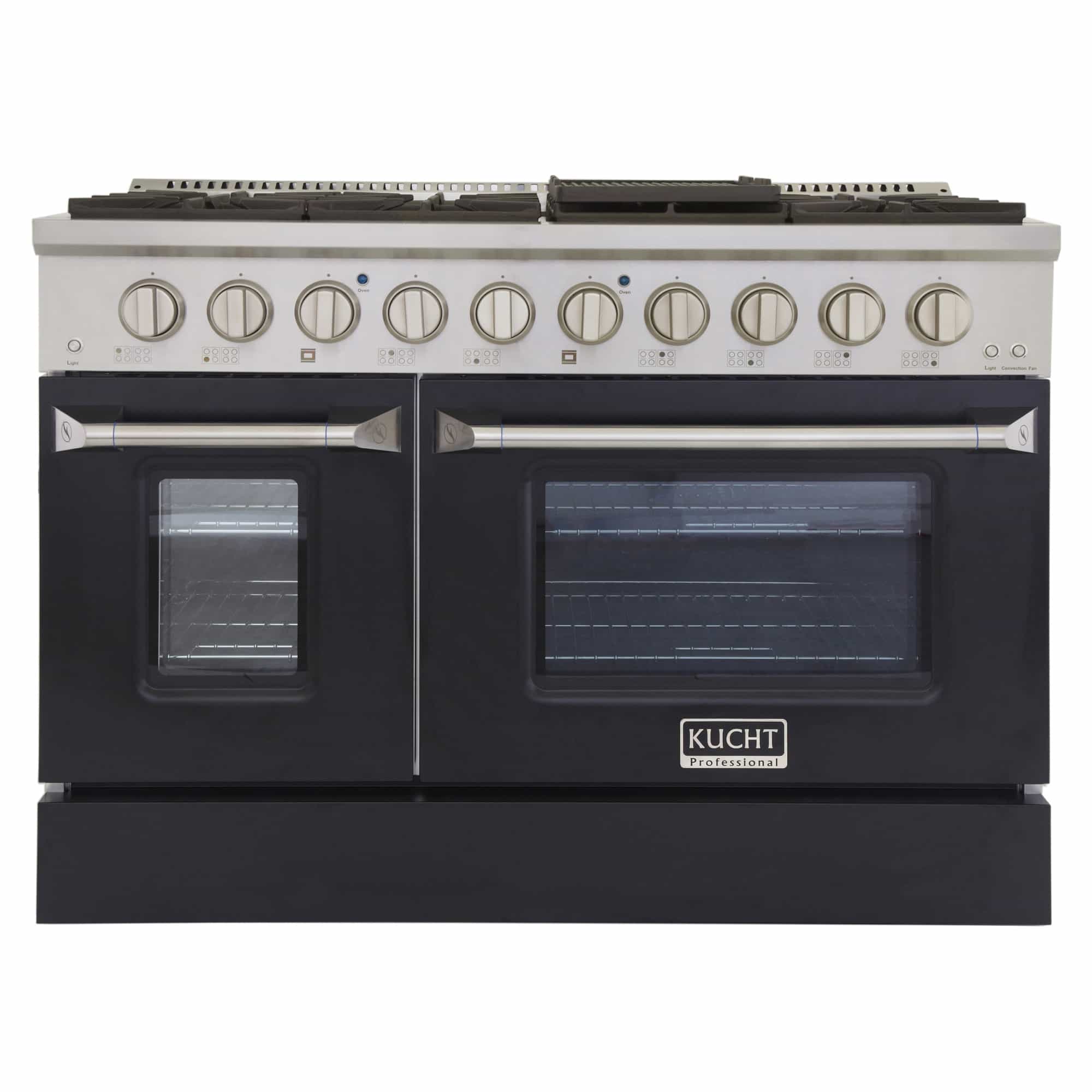 Kucht 48-Inch Pro-Style Dual Fuel Range in Stainless Steel with Black Oven Door KDF482-K