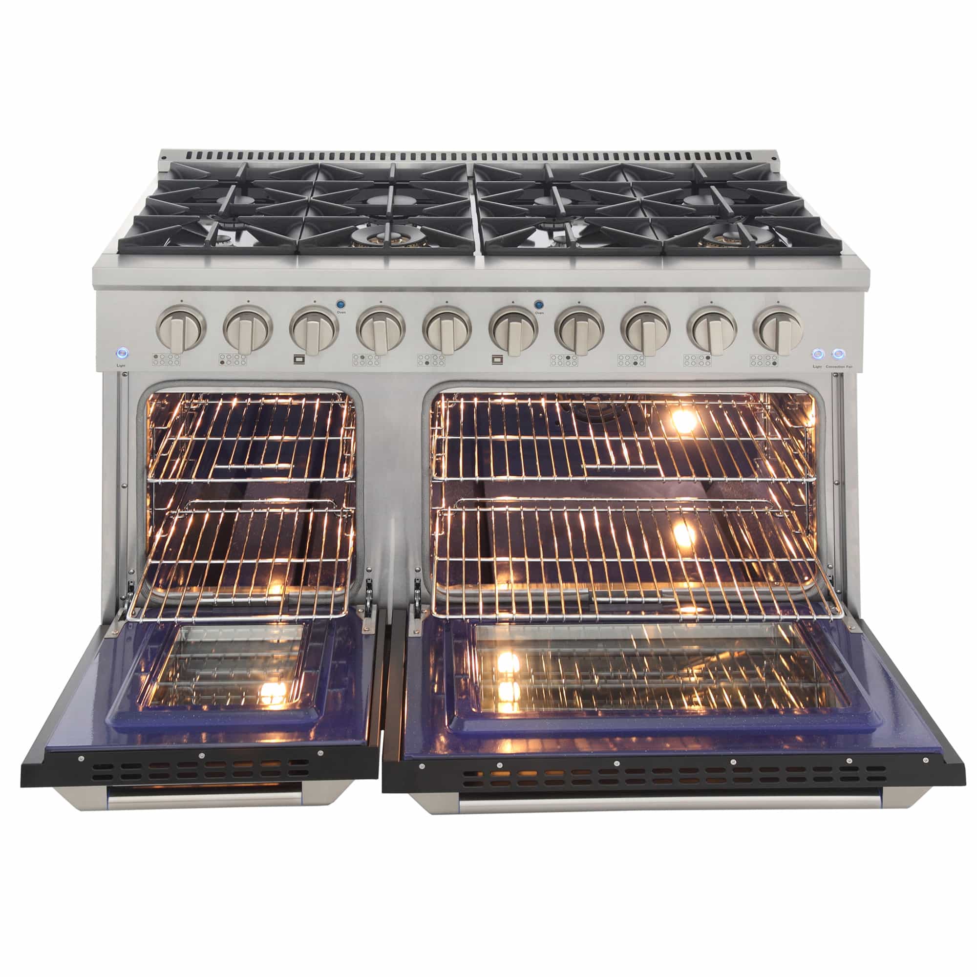 Kucht 48-Inch Pro-Style Dual Fuel Range in Stainless Steel with Black Oven Door KDF482-K