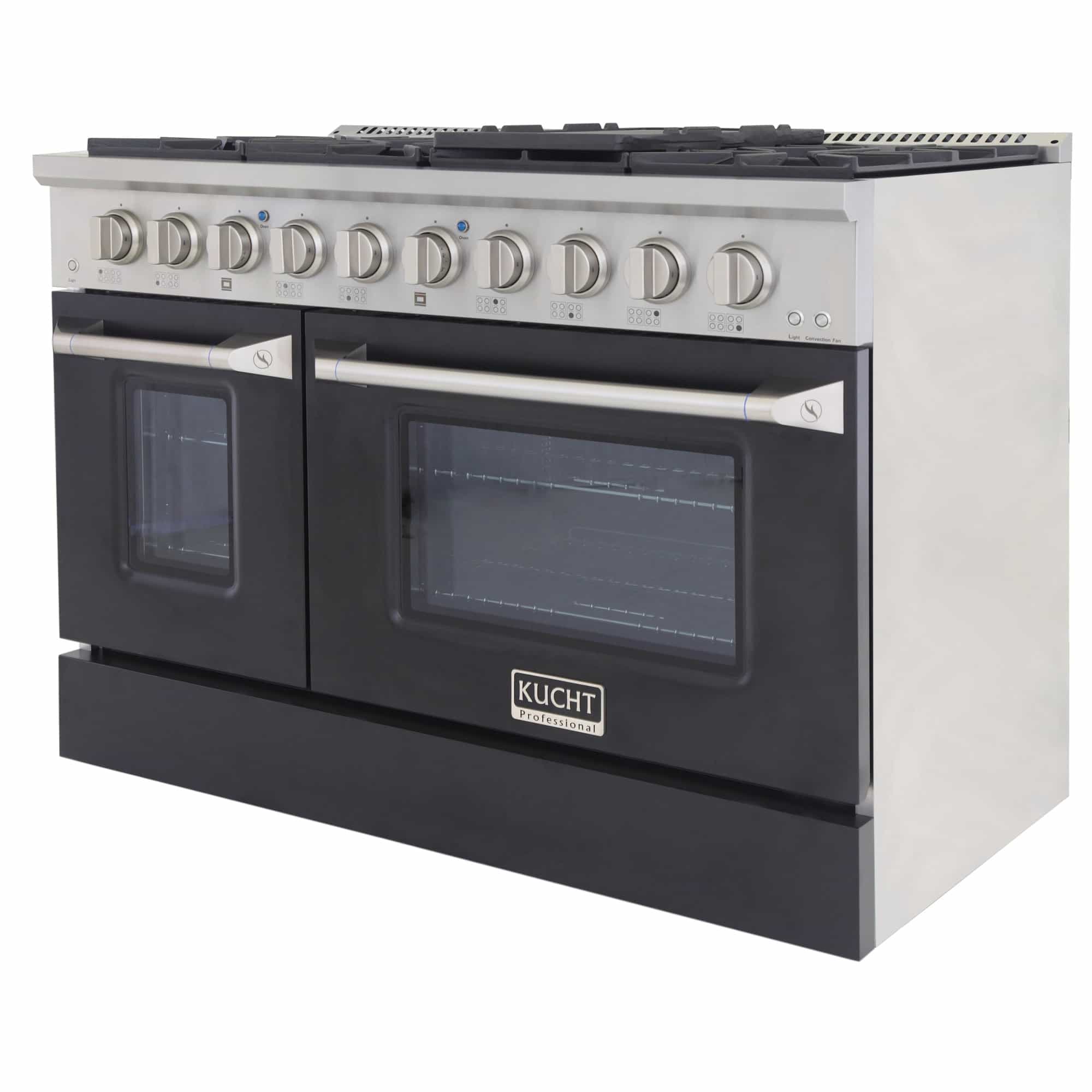 Kucht 48-Inch Pro-Style Dual Fuel Range in Stainless Steel with Black Oven Door KDF482-K