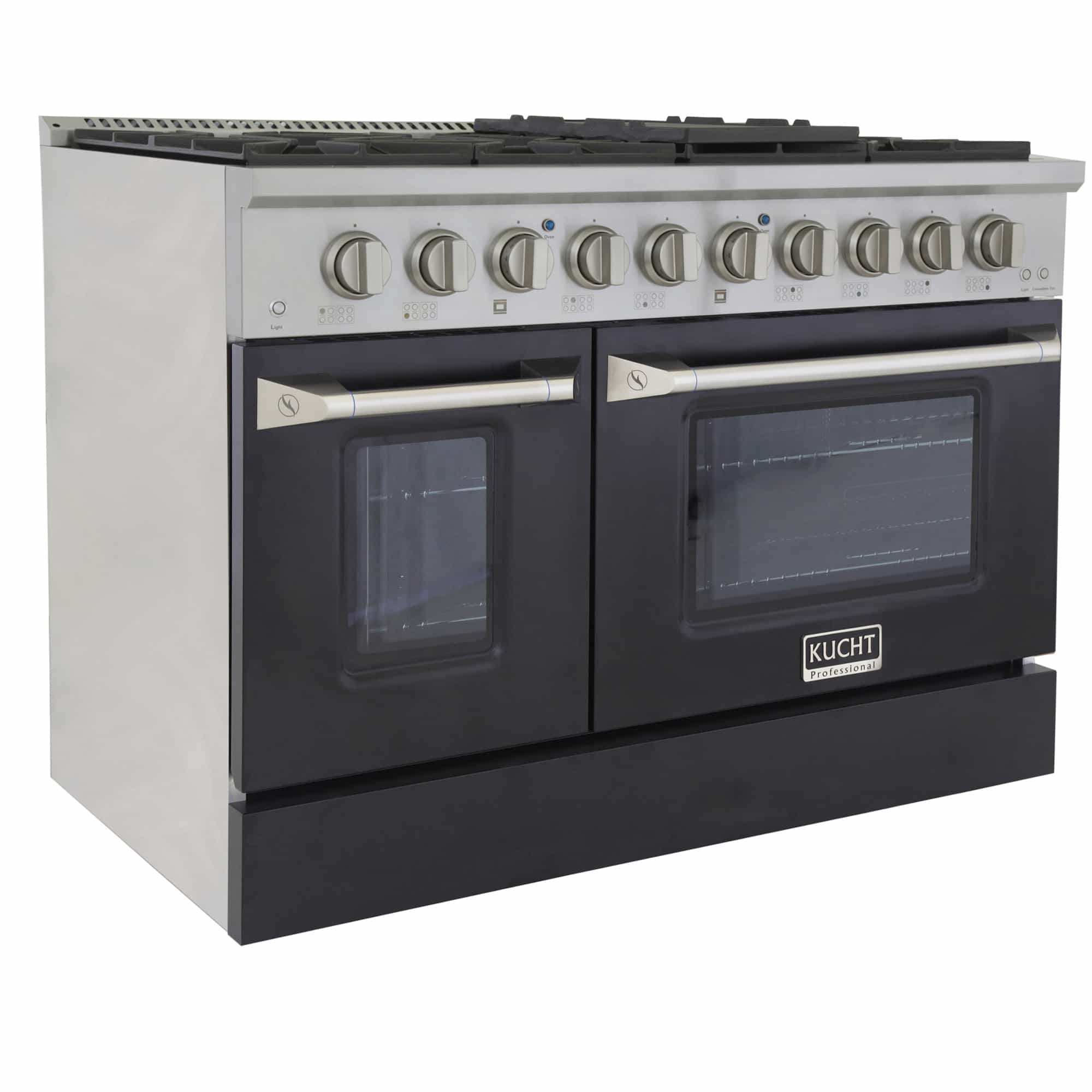 Kucht 48-Inch Pro-Style Dual Fuel Range in Stainless Steel with Black Oven Door KDF482-K