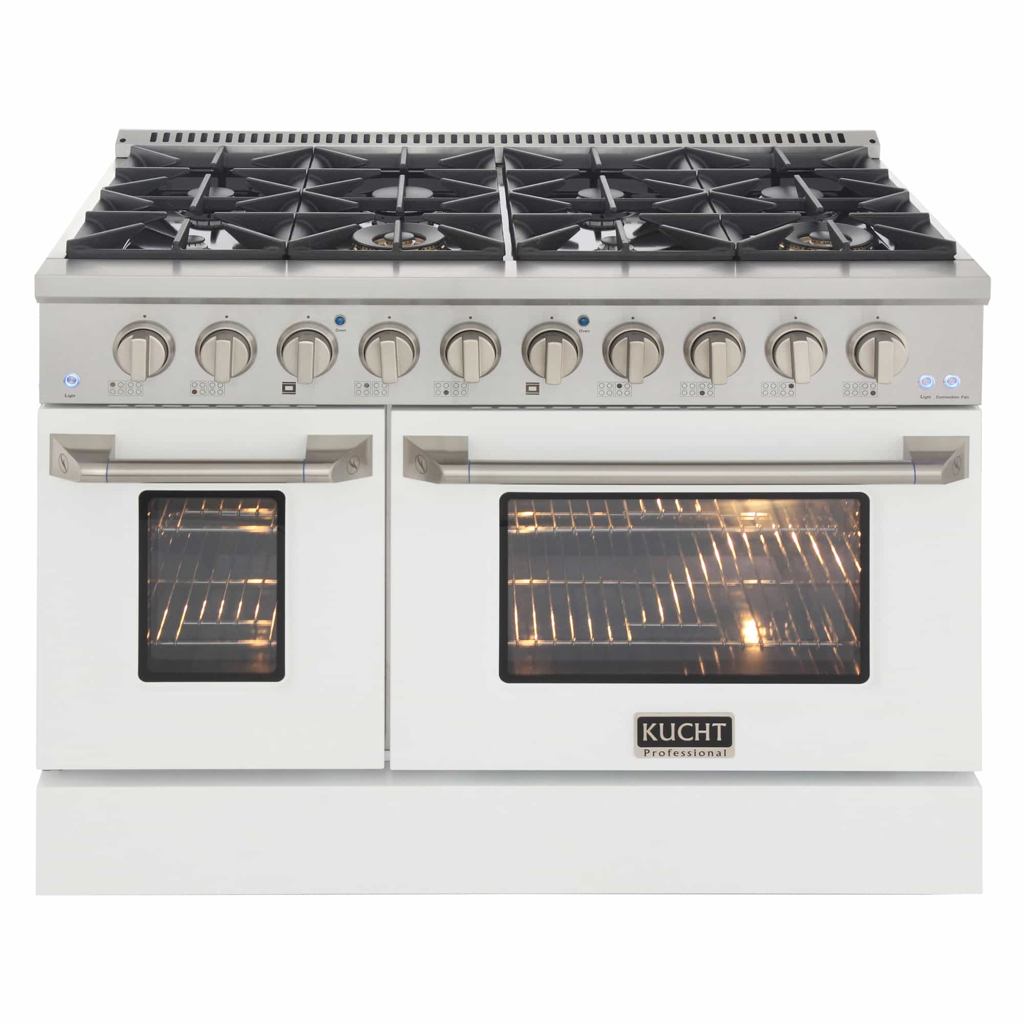 Kucht 48-Inch Pro-Style Dual Fuel Range in Stainless Steel with White Oven Door KDF482-W