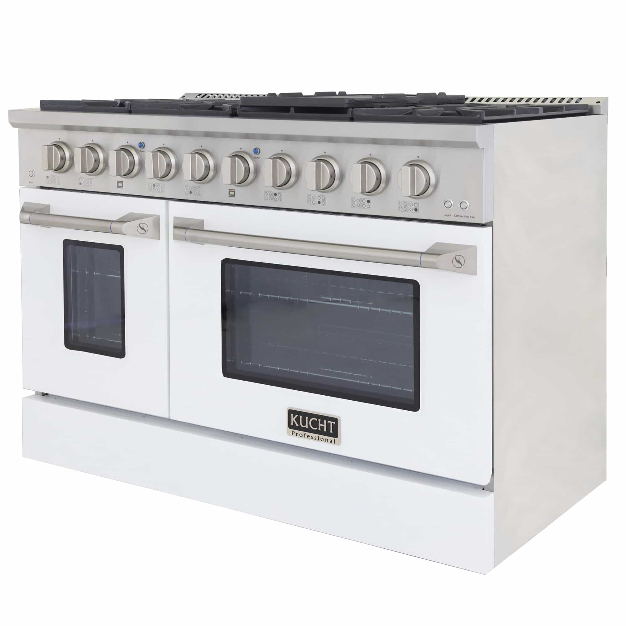 Kucht 48-Inch Pro-Style Dual Fuel Range in Stainless Steel with White Oven Door KDF482-W