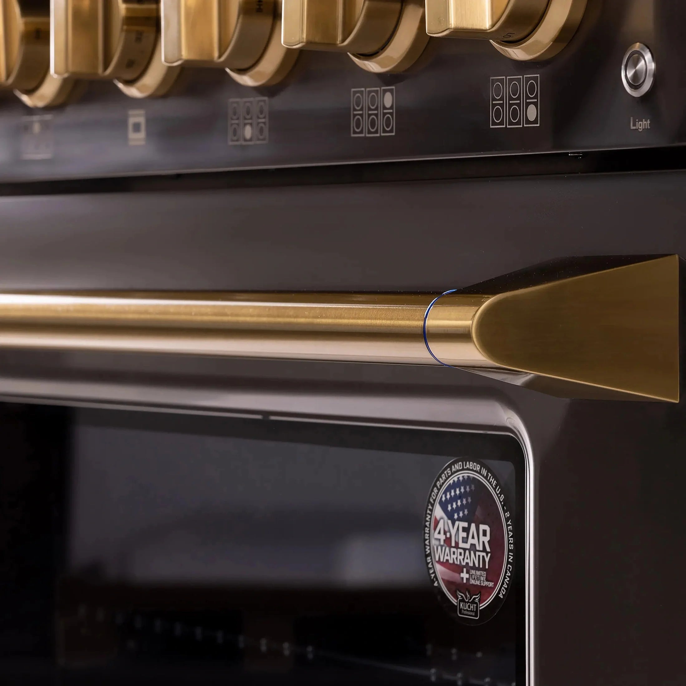 KUCHT Gemstone Professional 36-Inch 5.2 Cu. Ft. Dual Fuel Range for Natural Gas with Sealed Burners and Convection Oven in Titanium Stainless Steel KED364