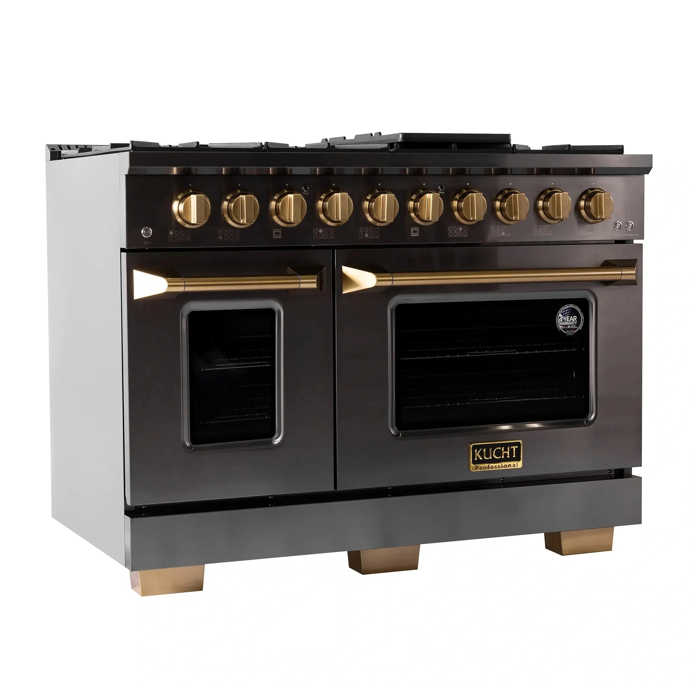 KUCHT Gemstone Professional 48-Inch 46.7 Cu. Ft. Dual Fuel Range for Natural Gas with Sealed Burners and Convection Oven in Titanium Stainless Steel KED484