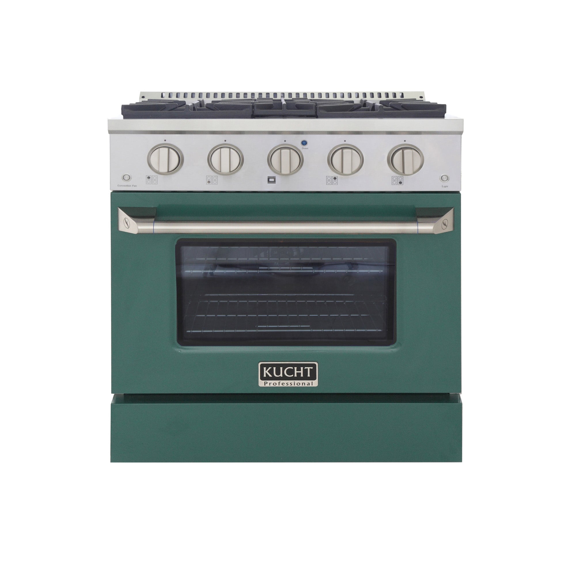Kucht 30-Inch Pro-Style Dual Fuel Range in Stainless Steel with Green Oven Door KDF302-G