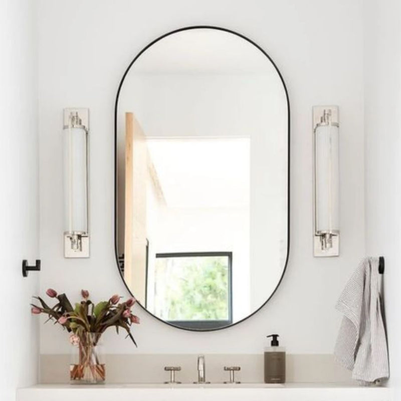 Design Element Vera Oval Vanity Mirror Metal Frame 24" W X 32" H MIR-2432-OV