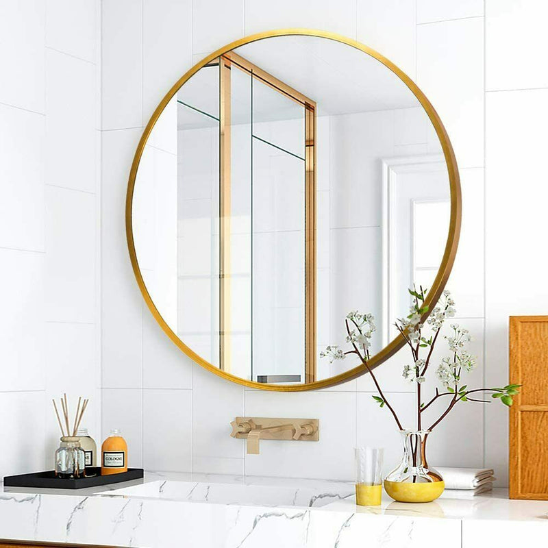 Design Element Vera Round Vanity Mirror Stainless Steel Frame 28" X 28" Round MIR-2828-RR