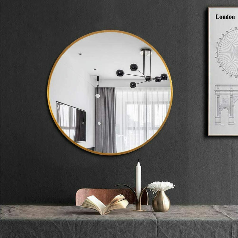 Design Element Vera Round Vanity Mirror Stainless Steel Frame 28" X 28" Round MIR-2828-RR