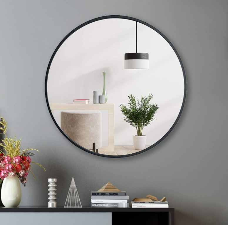 Design Element Vera Round Vanity Mirror Stainless Steel Frame 28" X 28" Round MIR-2828-RR