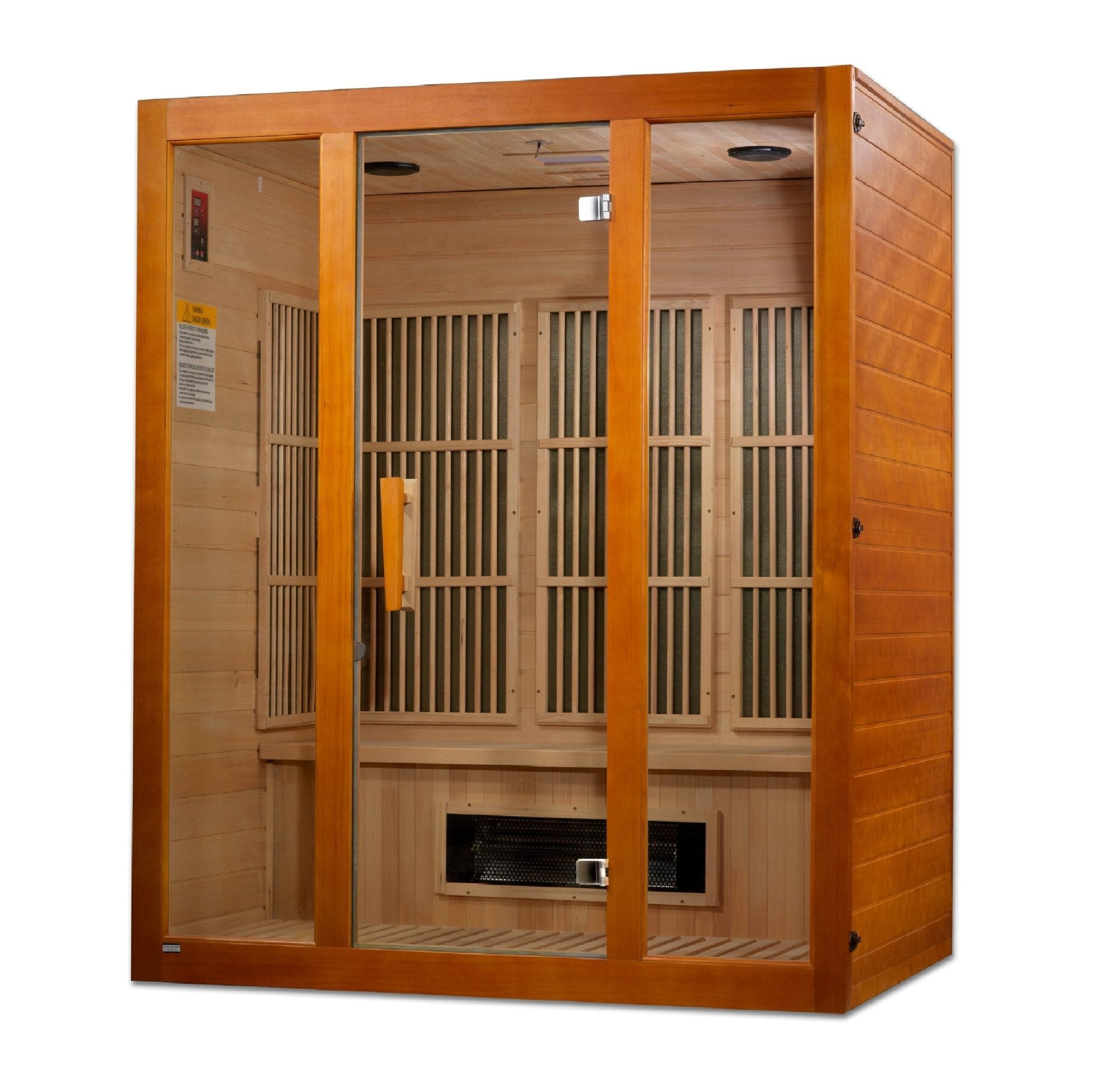 Golden Designs Maxxus 3-Person Corner Low EMF Under 8MG FAR Infrared Sauna Canadian Hemlock - MX-J306-02S