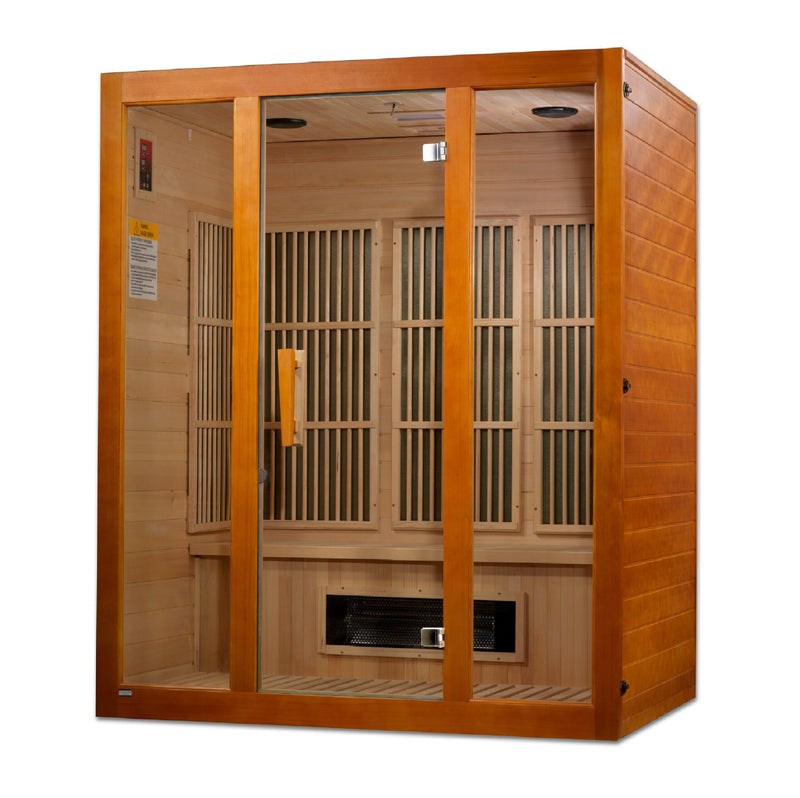 Golden Designs Maxxus 3-Person Corner Low EMF (Under 8MG) FAR Infrared Sauna (Canadian Hemlock) - MX-J306-02S