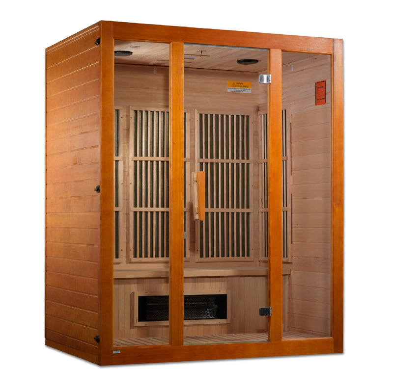 Golden Designs Maxxus 3-Person Corner Low EMF (Under 8MG) FAR Infrared Sauna (Canadian Hemlock) - MX-J306-02S