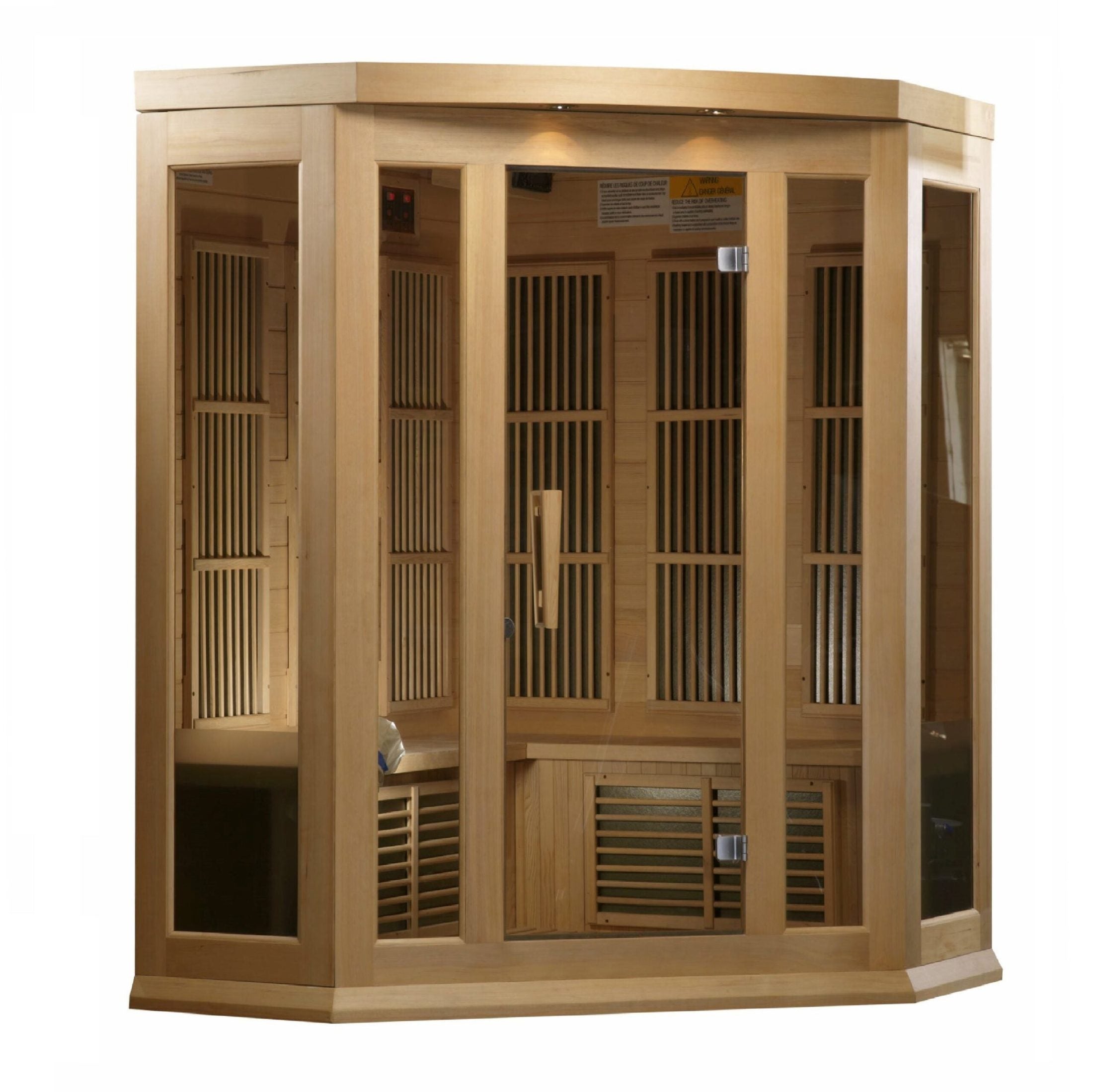 Golden Designs Maxxus 3-Person Corner Near Zero EMF Under 2MG FAR Infrared Sauna Canadian Hemlock - MX-K356-01-ZF