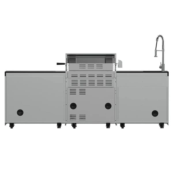 FORNO Bulnes Outdoor Kitchen 30-Inch BBQ 60,000 BTU, with Sear, Rotisserie Infrared Burners, 1.8 Cu.Ft. Beverage Center, & Black/White Countertops