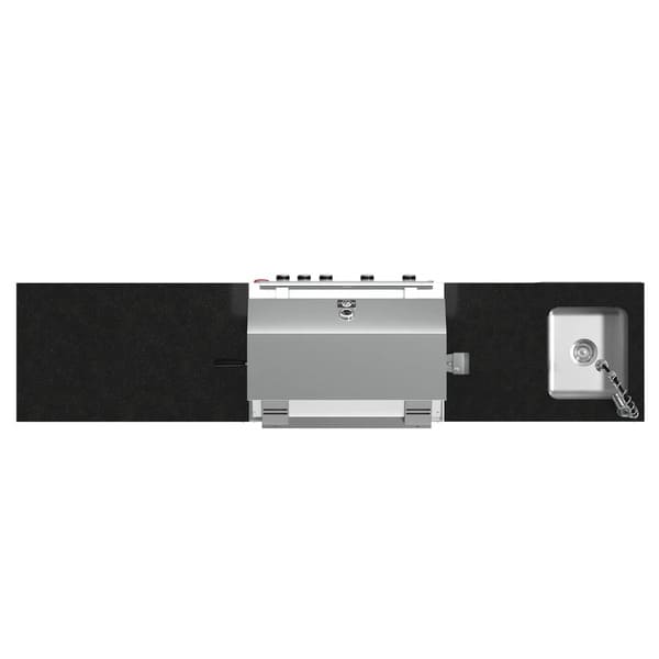 FORNO Bulnes Outdoor Kitchen 30-Inch BBQ 60,000 BTU, with Sear, Rotisserie Infrared Burners, 1.8 Cu.Ft. Beverage Center, & Black/White Countertops