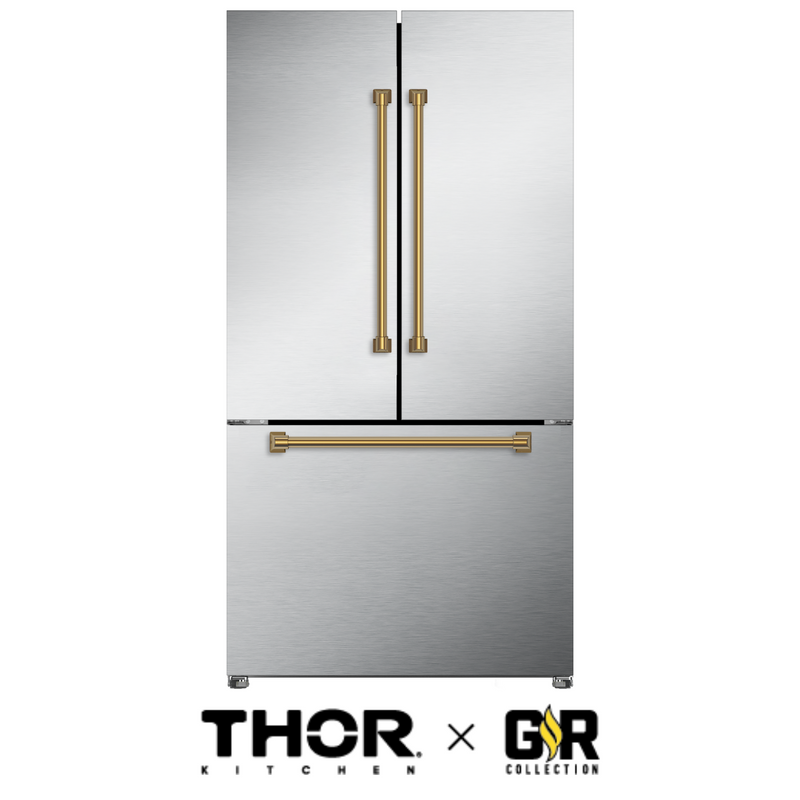 Gordon Ramsay by THOR Kitchen Package - 30" Gas Range, 36" Refrigerator with Ice Maker and Dishwasher in Stainless Steel with Black Accents, AP-RSG30-2