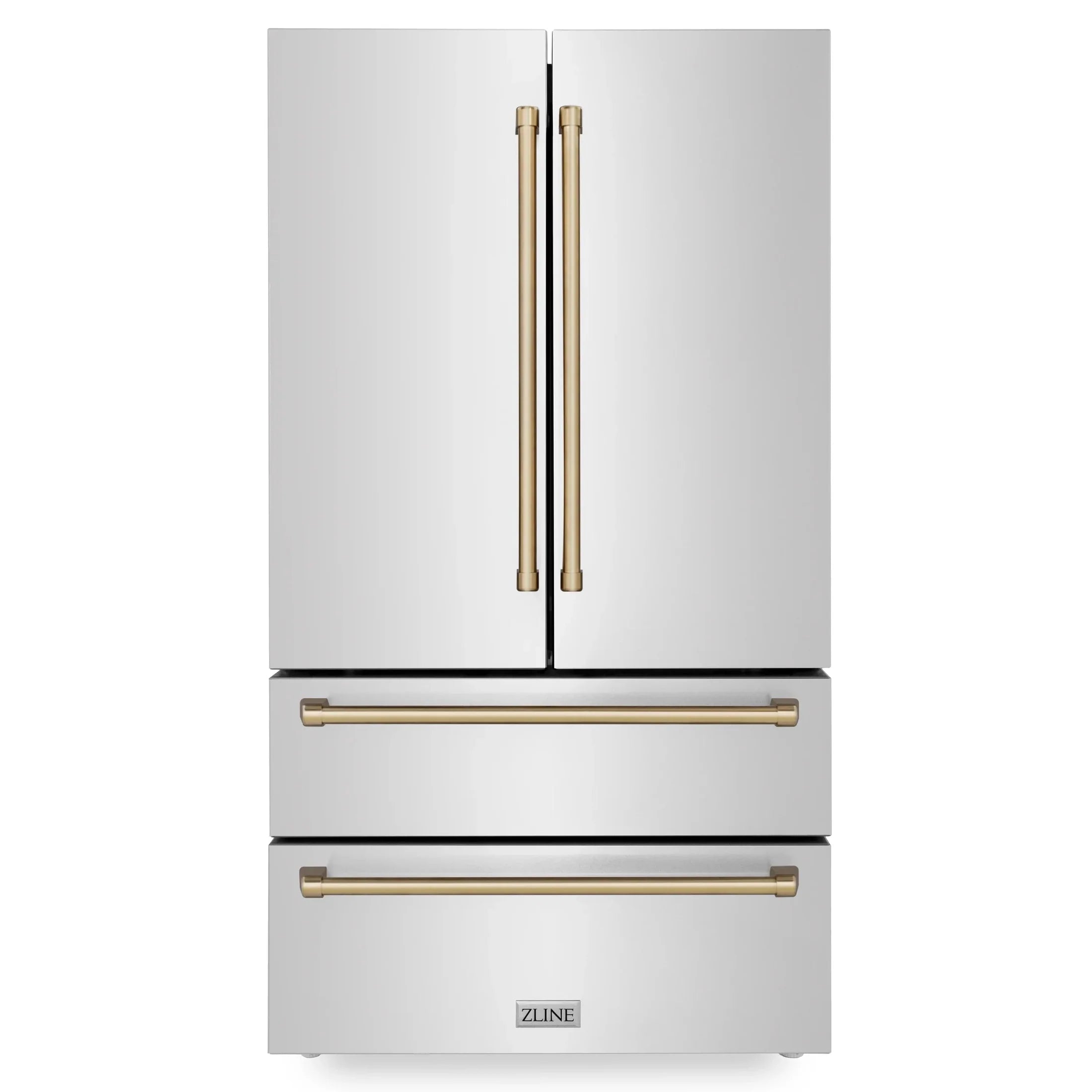 ZLINE 36" Autograph Edition 22.5 cu. ft Freestanding French Door Refrigerator with Ice Maker in Fingerprint Resistant Stainless Steel - RFMZ-36