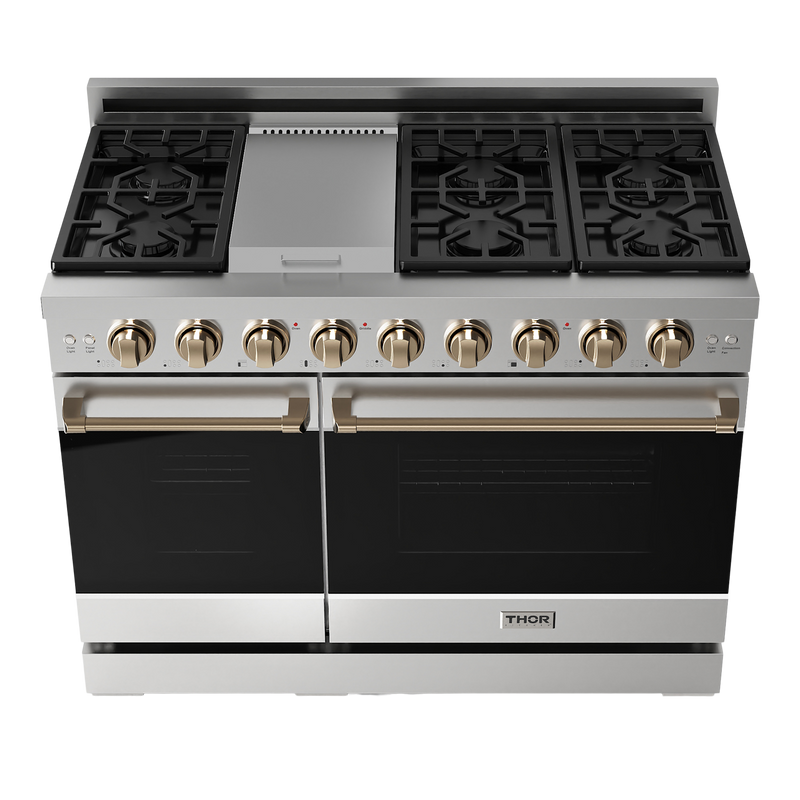 Gordon Ramsay by THOR Kitchen 48" 6.8 cu. ft. Professional Natural Gas Range in Stainless Steel, RSG48E