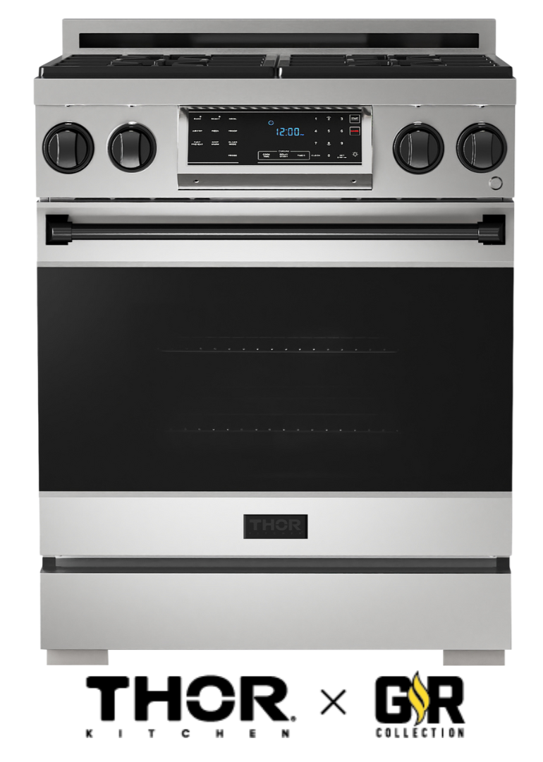 Gordon Ramsay by THOR Kitchen 30" 4.55 cu. ft. Professional Natural Gas Range with Tilt Panel Touch Control and Self-Clean in Stainless Steel, RSG30