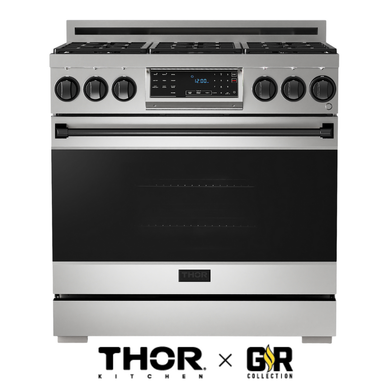 Gordon Ramsay by THOR Kitchen 36" 6.0 cu. ft. Professional Natural Gas Range with Tilt Panel Touch Control, Self-Clean and Air Fry in Stainless Steel, RSG36