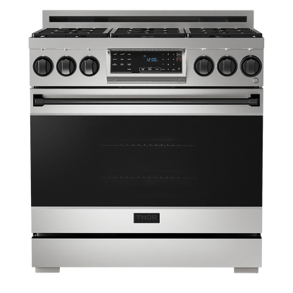 Gordon Ramsay by THOR Kitchen 36" 6.0 cu. ft. Professional Natural Gas Range with Tilt Panel Touch Control, Self-Clean and Air Fry in Stainless Steel, RSG36