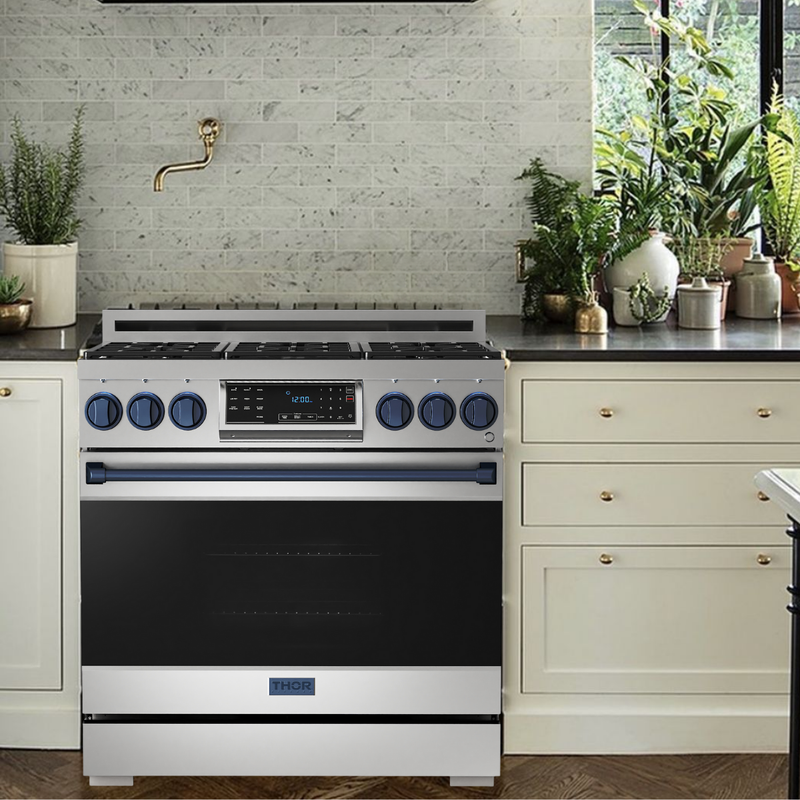 Gordon Ramsay by THOR Kitchen 36" 6.0 cu. ft. Professional Natural Gas Range with Tilt Panel Touch Control, Self-Clean and Air Fry in Stainless Steel, RSG36